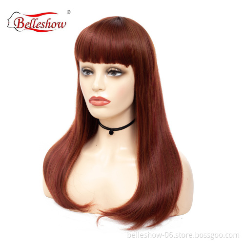 Hot sell synthetic long wig  women's long straight hair curtain head cover cheap hair wig